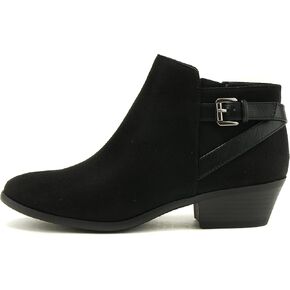 Soda CHOYA Women's Round Toe Faux Suede Stacked Heel Western Ankle Bootie