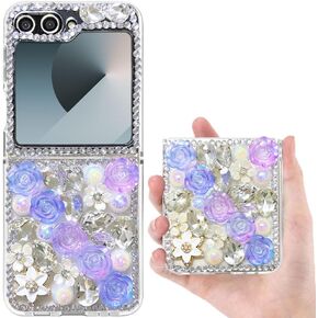 for Samsung Galaxy Z Flip 3 Glitter Case Cute Clear with Design Bling Shiny Reflective Sparkle Kawaii Sturdy Protective Aesthetic Shockproof Women&Girls Phone Cover (Aurora Shell)