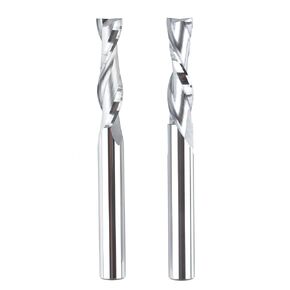 Spiral Router Bits 1/4" Cutting Dia. with 1/4" Shank CNC Upcut End Mill & Downcut End Mill Engraver Carving 2-1/2 inch Long for Woodwork