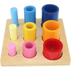 Montessori Three Cylindrical Ladder Early Learning Cognitive Montessori Circular Ladder Montessori Toys for Toddlers Montessori Different Circles and Cylinders
