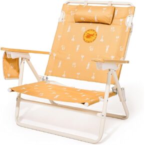 Business & Pleasure Co. Margaritaville Manana Chair - Backpack Beach Chair, Lay Flat Reclining, Lightweight & Portable, Insulated Cooler Pocket, Strawberry Daiquiri Tiki