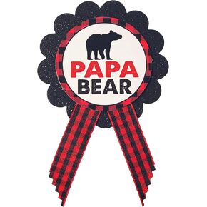 Papa Bear Daddy to Be Pin Buffalo Plaid Baby Shower for dad to wear at Gender Reveal, Red & Black Pin, Baby Sprinkle