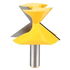 Oumefar Router Bits Crown Molding Miter, 1/2Inch Shank 90 Degree Double Flutes Crown Molding Router Bit Woodworking Cutting Tool for Solid Wood Hardwood Chipboard 52 Degree X 38 Degree