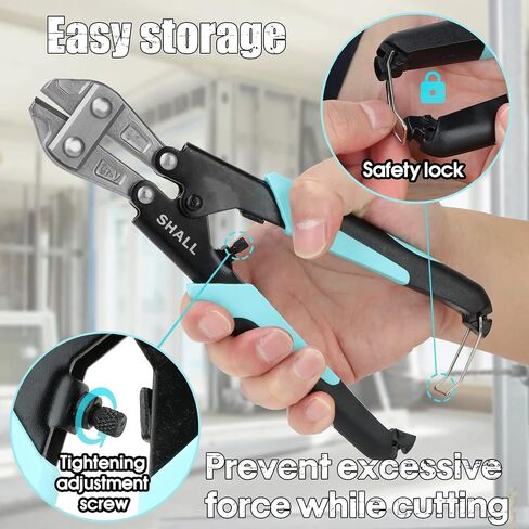 SHALL 3-Piece Bolt Cutters, 14" Heavy Duty Bolt Cutter, 8" Mini Bolt Cutter, 8" Wire Rope Cutter, Ergonomic Handle, More Efficient Leverage for Cutting Locks, Chains, Iron Wire, Carrying Case Included in Saudi Arabia