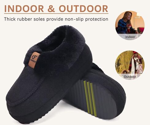 COFACE Womens Warm House Slippers Fuzzy Moccasin Winter Shoes Ladies Platform Thick Cushion Yoga Foam Lightweight Indoor Outdoor Hard Rubber Sole with Arch Support in Saudi Arabia