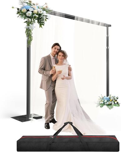 حامل خلفية عالي التحمل مقاس 10 × 10 أقدام، أنبوب متقاطع مزدوج ومجموعة حامل خلفية ثنى، إطار معدني قابل للتعديل، خلفية حامل خلفية لديكورات حفلات الزفاف وأعياد الميلاد - أسود in Kuwait