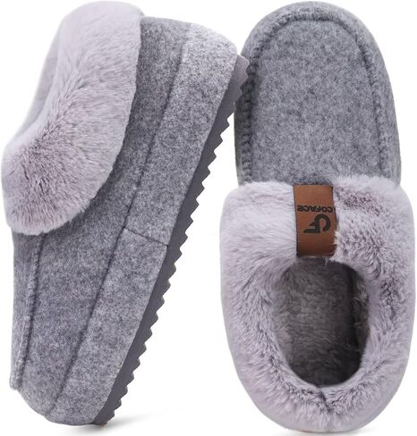 COFACE Womens Warm House Slippers Fuzzy Moccasin Winter Shoes Ladies Platform Thick Cushion Yoga Foam Lightweight Indoor Outdoor Hard Rubber Sole with Arch Support in Saudi Arabia
