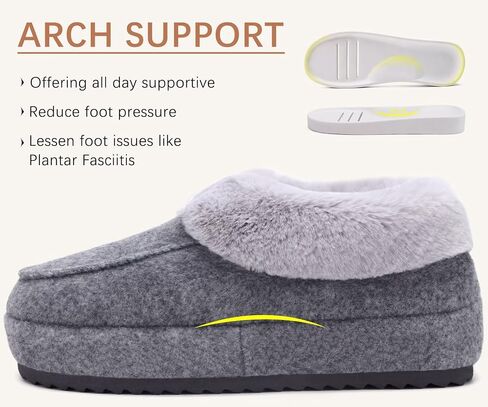 COFACE Womens Warm House Slippers Fuzzy Moccasin Winter Shoes Ladies Platform Thick Cushion Yoga Foam Lightweight Indoor Outdoor Hard Rubber Sole with Arch Support in Saudi Arabia