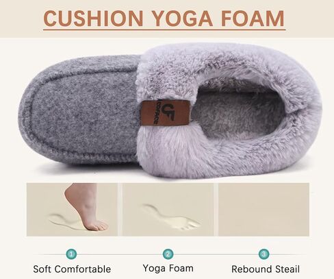 COFACE Womens Warm House Slippers Fuzzy Moccasin Winter Shoes Ladies Platform Thick Cushion Yoga Foam Lightweight Indoor Outdoor Hard Rubber Sole with Arch Support in Saudi Arabia