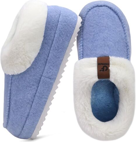 COFACE Womens Warm House Slippers Fuzzy Moccasin Winter Shoes Ladies Platform Thick Cushion Yoga Foam Lightweight Indoor Outdoor Hard Rubber Sole with Arch Support in Kuwait
