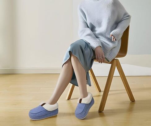 COFACE Womens Warm House Slippers Fuzzy Moccasin Winter Shoes Ladies Platform Thick Cushion Yoga Foam Lightweight Indoor Outdoor Hard Rubber Sole with Arch Support in Kuwait