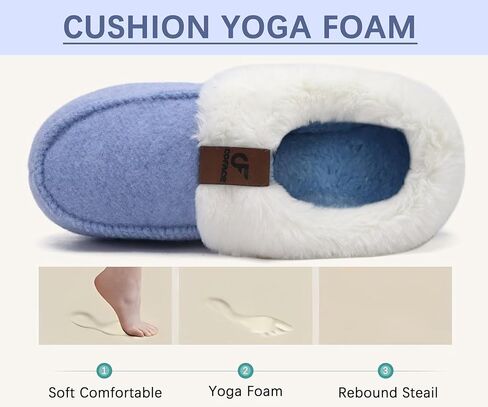 COFACE Womens Warm House Slippers Fuzzy Moccasin Winter Shoes Ladies Platform Thick Cushion Yoga Foam Lightweight Indoor Outdoor Hard Rubber Sole with Arch Support in Kuwait