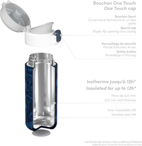MONBENTO - Insulated Water Bottle MB Pop cinnamon Fox - 11 floz/360ml Leakproof Metal Water Bottle - Keeps Drinks Hot/Cold - Stainless Steel Bottle for Kids & Adult - Sports Cap - BPA Free - Fox in Saudi Arabia