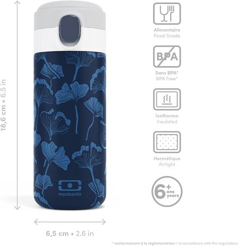 MONBENTO - Insulated Water Bottle MB Pop cinnamon Fox - 11 floz/360ml Leakproof Metal Water Bottle - Keeps Drinks Hot/Cold - Stainless Steel Bottle for Kids & Adult - Sports Cap - BPA Free - Fox in Saudi Arabia