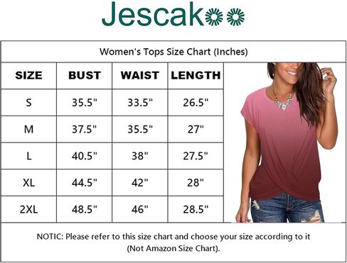 Jescakoo Women's Short Sleeve Round Neck T Shirt Front Twist Tunic Tops Casual Loose Fitted in Kuwait