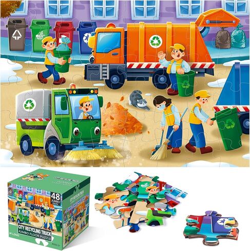 Jumbo Floor Puzzle for Kids,Fire Rescue Jigsaw Large Puzzles,48 Piece Firefighter Fireman Fire Truck Puzzle for Toddler Ages 3-5,Children Learning Preschool Educational Toys,Gift for 4-8 Years Old in Saudi Arabia