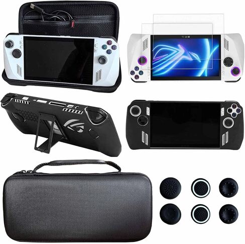 GUTIAL Accessories kit for Sony Playstation Portal - Black 5 in 1 Accessories Bundle for PS5 Portal with Carrying Case Protective Cover case and 2 Pack Screen Protector, Playstand, Thumb Grips Set in Kuwait