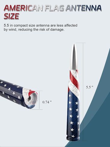 American Flag Bullet Antenna -Universal 50 Cal Antenna Aluminum Truck Antenna Compatible with GMC Sierra 1500 Chevy Dodge Ram Silverado 1500 2500 3500 Ford F150 F250 F350 Car Truck Decoration in Saudi Arabia