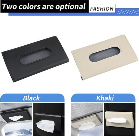Car Tissue Holder - Tissue Holder for Car,Car Napkin Holder,Napkin Holder for Car,Car Visor Tissue Dispenser,Leather Backseat Tissue Holder - Sun Visor Accessory (A-Black) (Black, 2 Pack) in Saudi Arabia