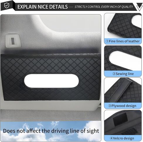 Car Tissue Holder - Tissue Holder for Car,Car Napkin Holder,Napkin Holder for Car,Car Visor Tissue Dispenser,Leather Backseat Tissue Holder - Sun Visor Accessory (A-Black) (Black, 2 Pack) in Saudi Arabia