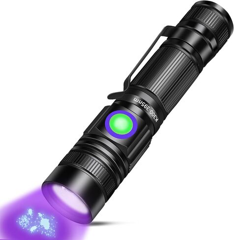 UV Flashlight Black Light USB Rechargeable 365nm Blacklight Mini, Woods lamp Portable Handheld Powerful LED Ultraviolet Lights Flashlights, Focus Adjustable for Resin Curing, Pet Urine Detection in Saudi Arabia