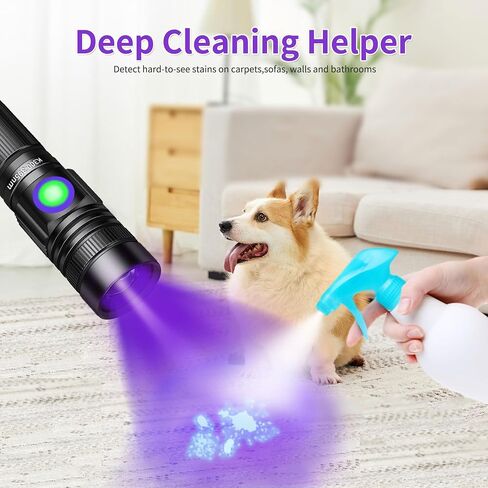 UV Flashlight Black Light USB Rechargeable 365nm Blacklight Mini, Woods lamp Portable Handheld Powerful LED Ultraviolet Lights Flashlights, Focus Adjustable for Resin Curing, Pet Urine Detection in Saudi Arabia