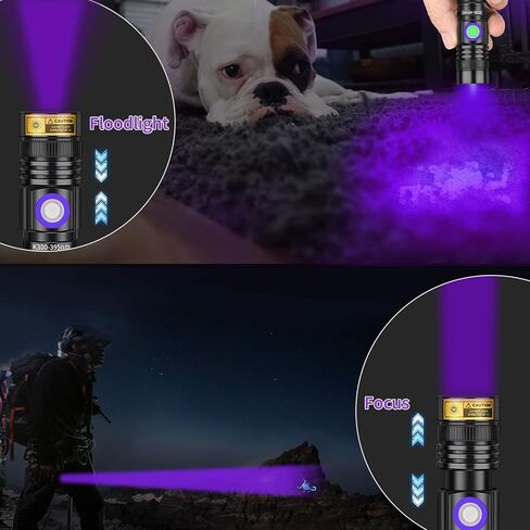 UV Flashlight Black Light USB Rechargeable 365nm Blacklight Mini, Woods lamp Portable Handheld Powerful LED Ultraviolet Lights Flashlights, Focus Adjustable for Resin Curing, Pet Urine Detection in Saudi Arabia
