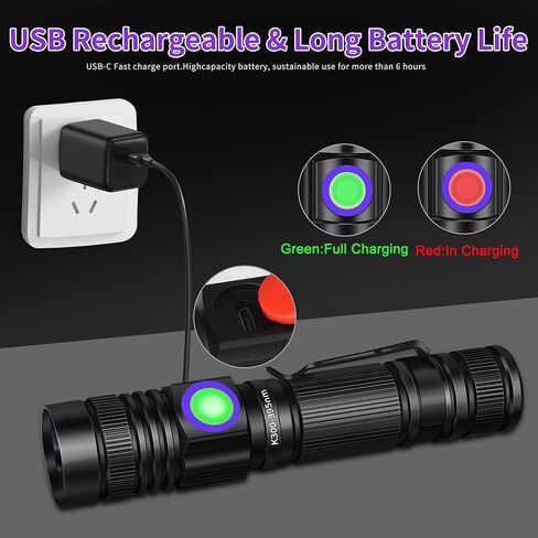 UV Flashlight Black Light USB Rechargeable 365nm Blacklight Mini, Woods lamp Portable Handheld Powerful LED Ultraviolet Lights Flashlights, Focus Adjustable for Resin Curing, Pet Urine Detection in Saudi Arabia