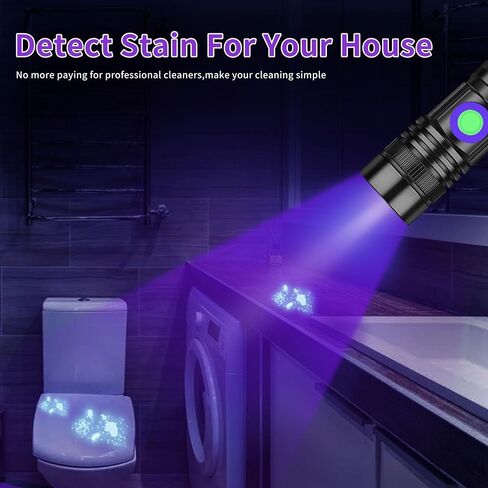 UV Flashlight Black Light USB Rechargeable 365nm Blacklight Mini, Woods lamp Portable Handheld Powerful LED Ultraviolet Lights Flashlights, Focus Adjustable for Resin Curing, Pet Urine Detection in Saudi Arabia
