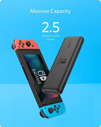 [توصيل الطاقة] Anker PowerCore 13400 Nintendo Switch Edition، الشاحن المحمول الرسمي بقدرة 13400 مللي أمبير في الساعة لجهاز Nintendo Switch، للاستخدام مع iPhone X/8 وUSB-C MacBooks والمزيد in Saudi Arabia