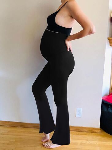 Rheane Maternity Pants Over The Belly/Printed Maternity Flare Leggings for Lounge Yoga Casual (S-2XL) in Saudi Arabia