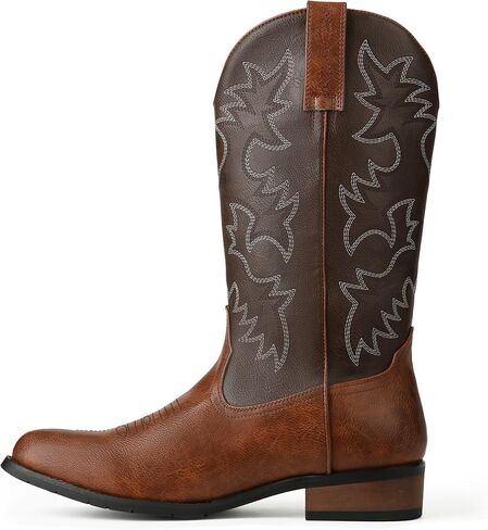 femflame Cowboy Boots for Men Round Toe Distressed Work boots Embroidered Western Boots Traditional Country Boot in Saudi Arabia
