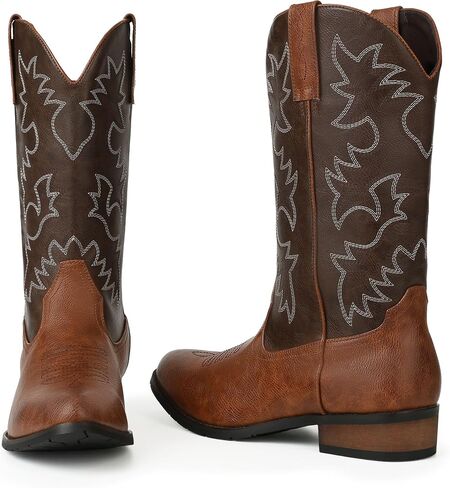 femflame Cowboy Boots for Men Round Toe Distressed Work boots Embroidered Western Boots Traditional Country Boot in Saudi Arabia