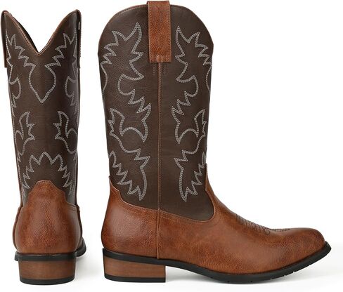 femflame Cowboy Boots for Men Round Toe Distressed Work boots Embroidered Western Boots Traditional Country Boot in Saudi Arabia