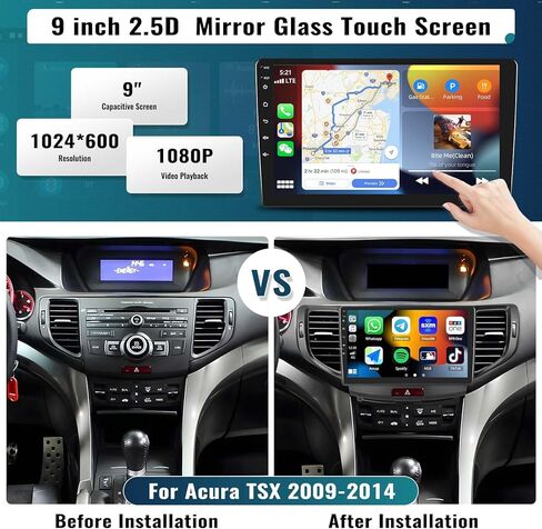 4G+64G/8 Core Android Car Stereo Radio for Acura TSX 2009-2014 Wireless Apple CarPlay Android Auto Bluetooth 5.0 GPS 9" HD Touchscreen DSP for Honda Spirior 2009-2013/Accord 2008-2012 Radio Camera Mic in Saudi Arabia