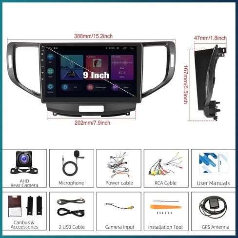4G+64G/8 Core Android Car Stereo Radio for Acura TSX 2009-2014 Wireless Apple CarPlay Android Auto Bluetooth 5.0 GPS 9" HD Touchscreen DSP for Honda Spirior 2009-2013/Accord 2008-2012 Radio Camera Mic in Saudi Arabia