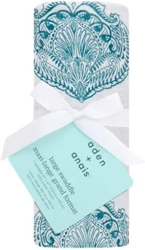 بطانية قماط من aden + anais، بطانيات موسلين بوتيكية للفتيات والفتيان، قماط استقبال الأطفال، مجموعة قماط مثالية لحديثي الولادة والرضع، هدايا استحمام مثالية، فردية، قطرة بيزلي in Kuwait