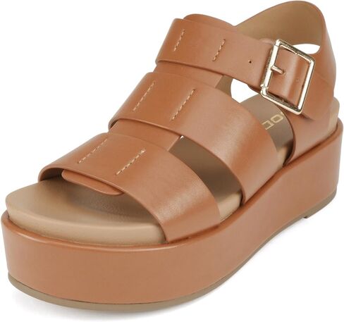 Soda "Bossi ~ Women Round Toe Flatform Fisherman Wedge Sandals with Adjustable Buckle in Saudi Arabia