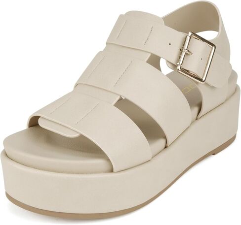 Soda "Bossi ~ Women Round Toe Flatform Fisherman Wedge Sandals with Adjustable Buckle in Saudi Arabia