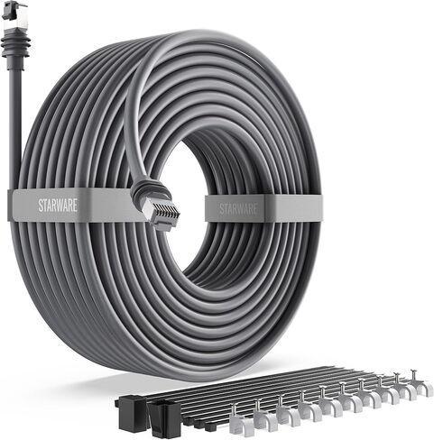STARWARE Starlink Gen 3 Cable,150FT/46M Starlink Replacement Cable for Standard V3 Kit, Generation 3 Cable Fits Starlink Accessories, Waterproof Outdoor Starlink Ethernet Cable with Retainer, Gray in Kuwait