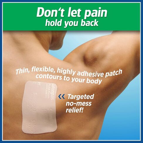 رقعة مرنة لتخفيف الألم المؤقت من Salonpas مع يدوكائين 4%، أقصى قوة OTC، نسيج رقيق قابل للتمدد، التصاق قوي، ملامح الجسم، تنطبق لمدة تصل إلى 8 ساعات 7 قيراط (عبوة من 2) in Saudi Arabia