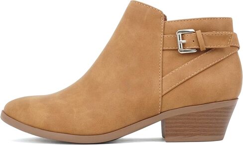 Soda CHOYA Women's Round Toe Faux Suede Stacked Heel Western Ankle Bootie in Saudi Arabia