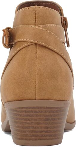 Soda CHOYA Women's Round Toe Faux Suede Stacked Heel Western Ankle Bootie in Saudi Arabia