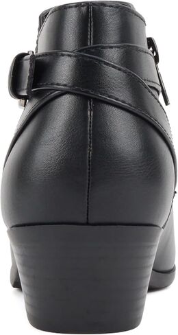 Soda CHOYA Women's Round Toe Faux Suede Stacked Heel Western Ankle Bootie in Saudi Arabia
