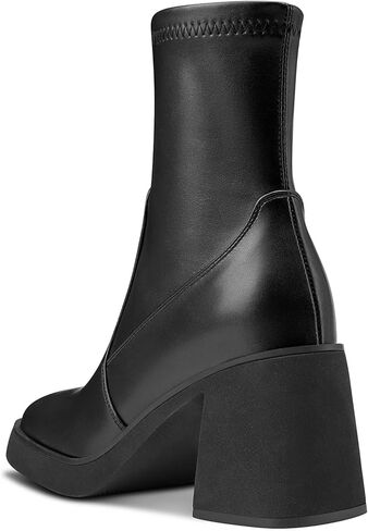 TNYNFBEB Womens Chunky Block High Heel Square Toe Ankle Boots Short Bootie Boots Zipper Prom Dress Basic Classic 3.5 Inches Heels in Saudi Arabia