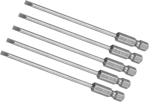 5pcs Slotted Screwdriver Bit - [4 Inch x H1/4 x SL3] Hex Shank Magnetic Flat Batch Head for Pneumatic or Power Tool Use, S2 Steel in Saudi Arabia