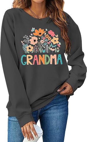 Grandma Sweatshirt for Women Floral Grandma Sweatshirt Gift for Grandma Wildflower Graphic Pullover Tops in Saudi Arabia