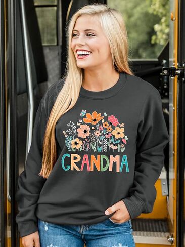Grandma Sweatshirt for Women Floral Grandma Sweatshirt Gift for Grandma Wildflower Graphic Pullover Tops in Saudi Arabia