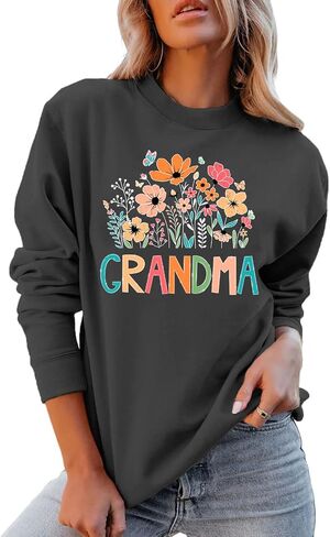 Grandma Sweatshirt for Women Floral Grandma Sweatshirt Gift for Grandma Wildflower Graphic Pullover Tops in Saudi Arabia