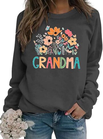 Grandma Sweatshirt for Women Floral Grandma Sweatshirt Gift for Grandma Wildflower Graphic Pullover Tops in Saudi Arabia